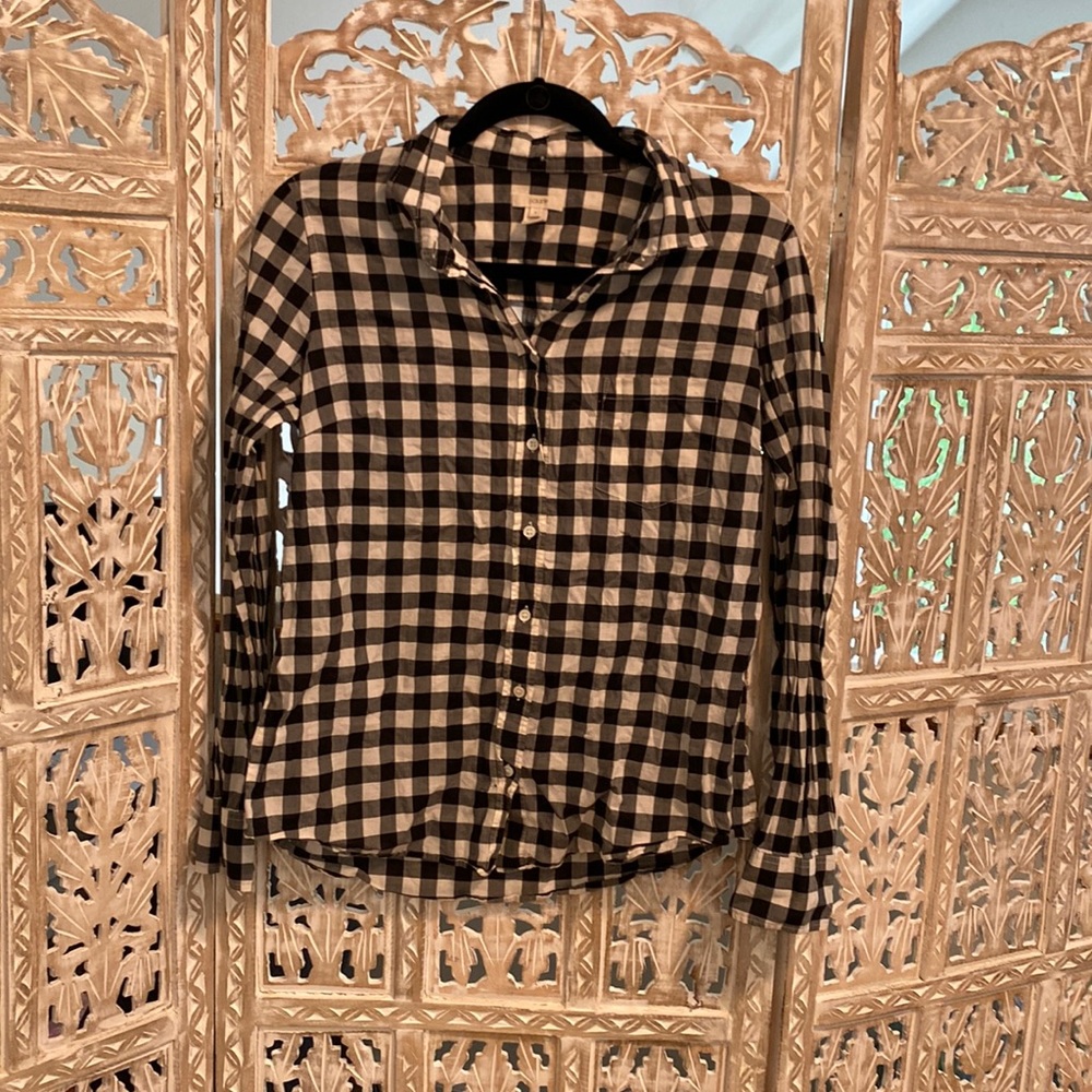 J. Crew gingham button down shirt size 8